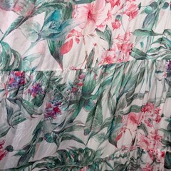 Elena Baldi Made in Italy Silk Blend Maxi Dress Tropical Floral Tiered Boho L