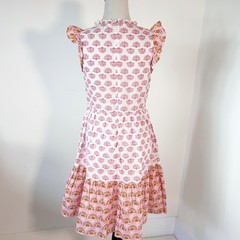 J. CREW FACTORY Scallo Women’s M Pink/Orange Dress Smock Ruffle Tier Sundress