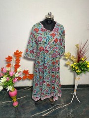 Hand Block Floral AAA Quality Dress New Petain Night Dress Suit 100% Cotton