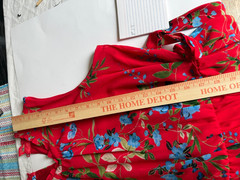 Calvin Klein Sleevelsss Maxi Tie Mock Neck Red Floral Dress Sz L