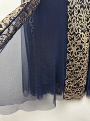 Vtg Y2k 90s Maxi Dress Gold Embroidered Knit Pleated Fairy Grunge Whimsigoth PS