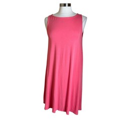 Eileen Fisher Pink Viscose Sleeveless Jersey Flare Dress Womens Medium