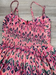 Roxy « A Shore Thing » Pintucked Front Zip Smocked Dress Small Resort Beach Party