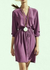 NWT $298 EILEEN FISHER STAND COLLAR DRAWSTRING WAIST DRESS TUNIC CURRANT SIZE S