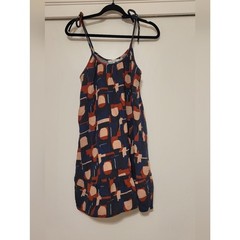Madewell Geometric Print Tie Strap Mini Dress XXS 100% Cotton