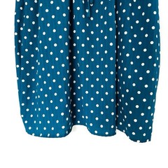 Emery Rose Teal Blue White Polka Dot Midi Dress M Flutter Sleeve V Neck Pockets