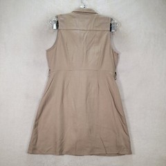 Beige Collared Button Front Pocket Micro Mini Shirt Womens Dress Size M