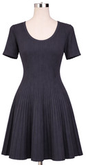 Cooperative Sweater Dress Womens Medium Black Short Sleeve Pleated Coquette Mini