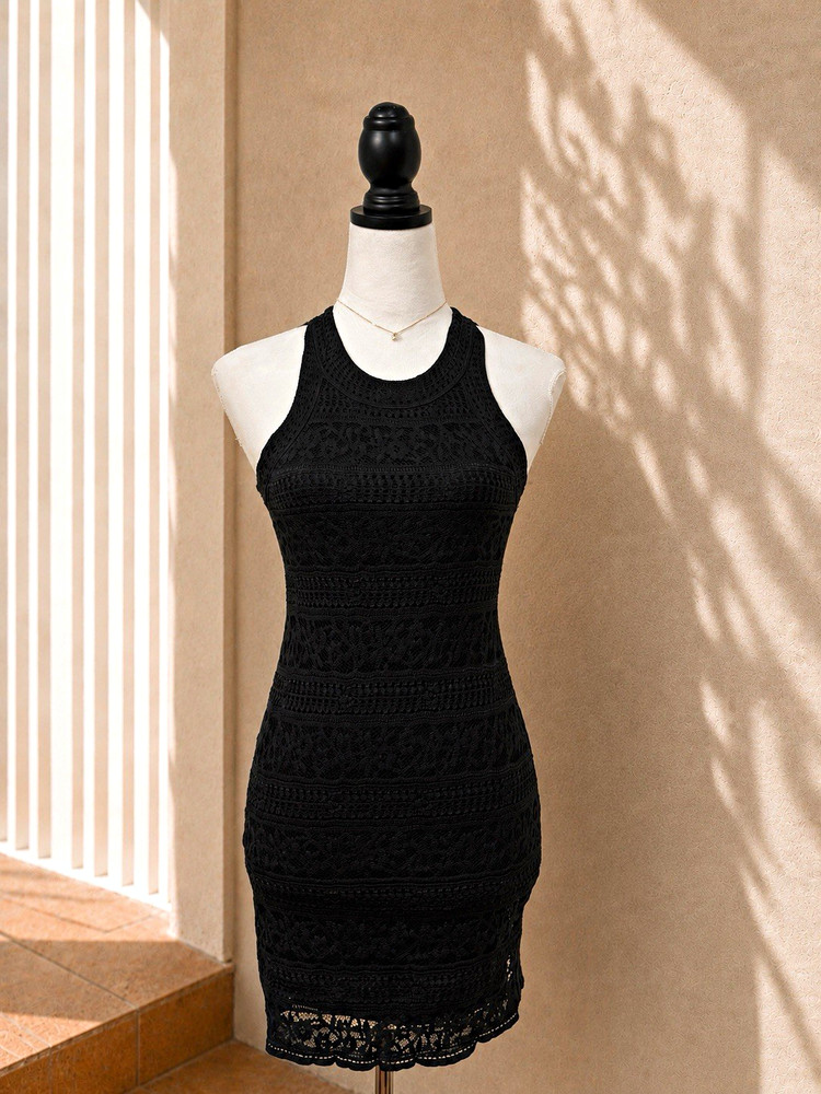 Kimchi Blue Black Lace Bodycon Mini Dress Open Back Women’s XS
