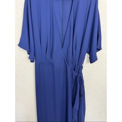 Standards & Practices Blue Wrap Maxi Dress 2X Plus Size Short Sleeve Tie Waist