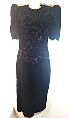 Scott McClintock Dress Womens 10 Black Velvet Y2K Sparkle Open Back NYE Evening