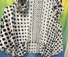 Womens Black and White Tunic Cotton polkadot Sz 1X