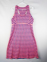 The North Face Racerback Dress Womens M Pink Blue Striped Sleeveless Spring Midi