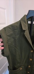 Loft Olive Green Button-Front Utility Dress with Cap Sleeves