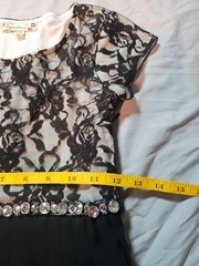 Speechless Junior Dress Size 12 Black Floral Lace Short Sleeve Side Zip Closure
