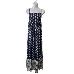 Lascana Navy Blue Patterned Spaghetti Strap Maxi Women&rsquo;s Size 8 New