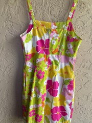 Lilly Pulitzer Pink Yellow Green Orange Size 2 Women&rsquo;s Floral Strap Sun Dress