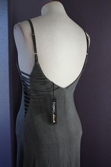 NWT Gypsy 05 Sand Gray Deep V Bamboo Side Strap Detail Maxi Dress S $187