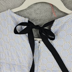 J.Crew 100% Cotton Sleeveless Back-Bow Mini Shift Dress Womens 00 Blue Striped