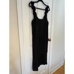 ☀️ Who What Wear Black Ruffle Strap Tie-Waist Midi LBD Breezy Summer – Sz M