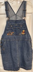 Vtg Disney Catalog Denim Overall Dress Large Winnie the Pooh Tigger Embroidered