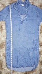 Splendid Chambray Denim Shirt Dress XS Light Wash 3/4 Sleeve Casual Pocket Tunic