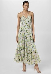 Club Monaco Women&rsquo;s Pleated Tie Back Maxi Dress Floral Multicolor Size 14