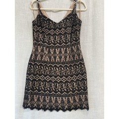 Cache Vtg Women&rsquo;s Cocktail Dress Size 10 (note Measurements) Lace Beaded Mini
