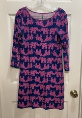 Lilly Pulitzer Marlowe Dress Elephant Pack Your Trunk Print Pink Blue Size Sm