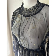 Midnight Constellation | Celestial Embroidered Sheer Mesh Dress