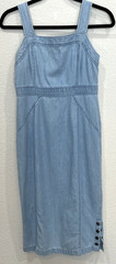 BP Nordstrom XS Light Wash Denim Midi Dress Sleeveless Zip Back Side Snap Slit