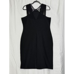 Ronni Nicole Black Strappy Cage Neck Sheath Dress Womens 16 Sleeveless LBD