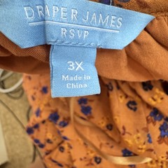 Draper James RSVP Womens Brown Floral LS Smocked Waist Midi Dress Plus 3X 24 26W