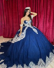 Exquisite Quinceanera Dresses Off Shoulder Royal Blue Luxury Sweet 16 Ball Gown