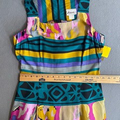 Vtg 80s 90s NOS Artsy Square Neck Sleeveless Pencil Dress S Retro Resort Wear