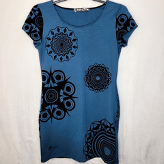 Desigual Velvet Mandala Pattern Short Sleeve Sheath Dress Size Large