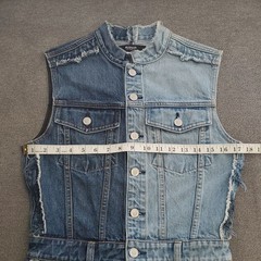 HUDSON Two-Toned Distressed Button-Down Sleeveless Denim Dress SIZE: M
