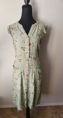 Monteau Linen Blend Floral Dress Size Medium Wedding Guest Summer Cottagecore