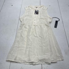 COPE Shirt Dress Womens Medium White Chiffon Lace Collar Button Front A Line