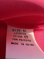 Hot Pink 100% Polyester Dress with Sheer Stripes in Sleeves womans Size XL