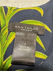 Ann Taylor Factory Navy Shift Dress with Green & Yellow Leaf Print