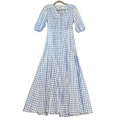 Taylor size 4 Small Blue Gingham Button Front Dress with Bow Silky NWOT
