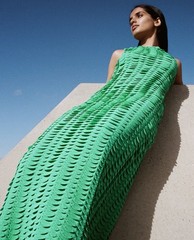 SCANLAN THEODORE Dress Size M Scallop Stitch Crepe Knit Verde Green RRP$1200