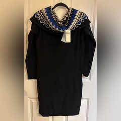 LAUREN BY RALPH LAUREN Fair Isle Off-the-Shoulder Sweater Dress Large