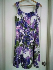 Signature by ella Sleeveless 97% Cotton Dress Pleated Lined Bodice Sz 12