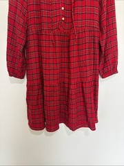 Ann Taylor LOFT Metallic Tartan Plaid Tiered A-Line Dress Holiday Red Small