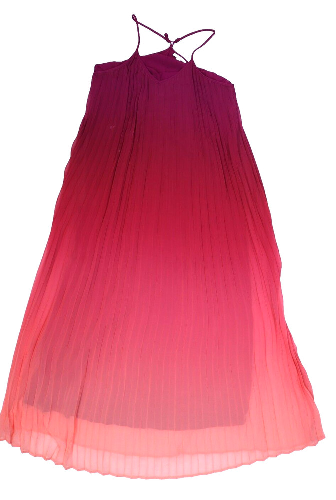 Bar III Multicolor Fade Spaghetti Strap Pleated Ombre Maxi Dress Womens L