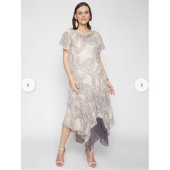 Signature by Robbie Bee Ivory and Lavender Paisley High-Low Dress