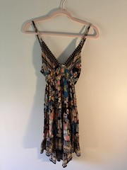 Angie Floral Mini Dress / Tunic Top Size Small Boho Adjustable Straps