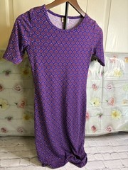 LuLaRoe Women&rsquo;s Short Sleeve Dress Multi Color Purple Size XXS